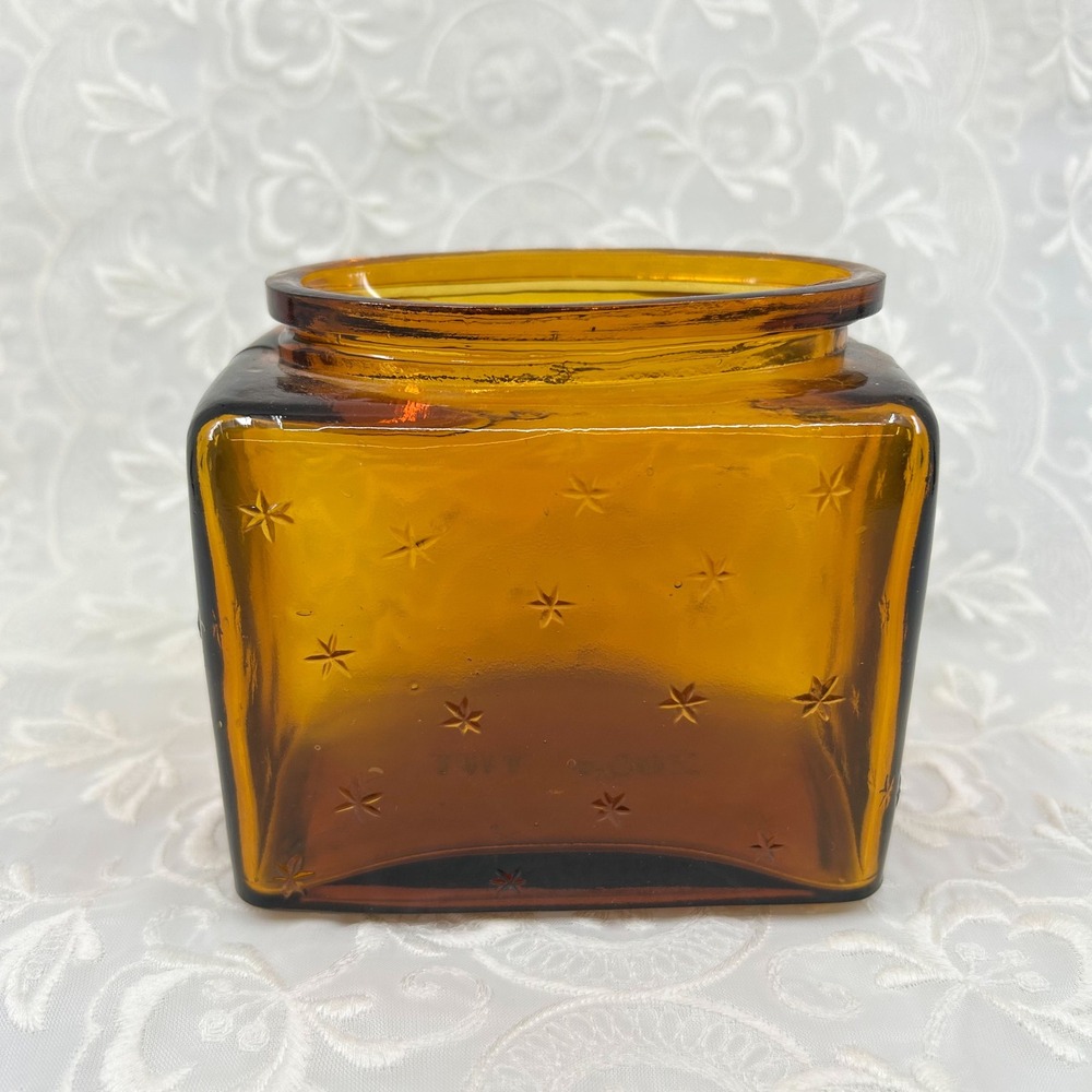 Vintage 2004 Amber Glass Star Jar Celestial Decorative Decor